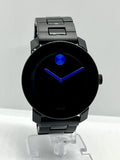 Movado Bold TR90 Black Dial Black Leather Strap Watch For Men - 3600307