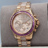 Michael Kors Everest Chronograph Rose Gold Dial Rose Gold Steel Strap Watch For Women - MK7211