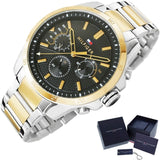 Tommy Hilfiger Decker Chronograph Black Dial Two Tone Steel Strap Watch for Men - 1791559