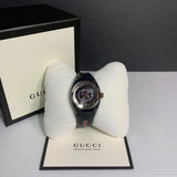 Gucci Sync Quartz Black Dial Black Rubber Strap Watch For Men - YA137301