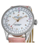 Breitling Navitimer Automatic 35 Mother of Pearl Dial Pink Leather Strap Watch for Women - A17395211A1P3