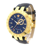 Versace Race GMT Blue Dial Blue Leather Strap Watch For Men - 29G70D282