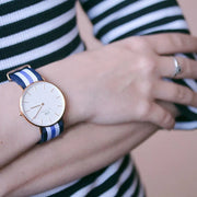Daniel Wellington Classic Trinity White Dial Three Tone Nylon Strap Watch For Women - 0509DW