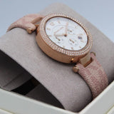 Michael Kors Parker Chronograph White Dial Pink Leather Strap Watch For Women - MK6935