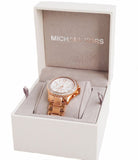 Michael Kors Everest Chronograph Silver Dial Rose Gold Steel Strap Watch For Women - MK7213