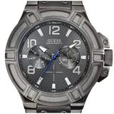 Guess Rigor Multifunction Black Dial Black Steel Strap Watch For Men - W0218G1