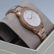 Michael Kors Tibby Chronograph White Dial Rose Gold Steel Strap Watch For Men - MK7293