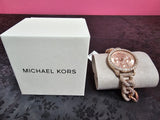 Michael Kors Layton Multifunction Crystals Rose Gold Dial Rose Gold Steel Strap Watch for Women - MK4654