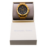 Michael Kors Brecken Chronograph Black Dial Gold Mesh Strap Watch For Men - MK8867