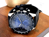 Emporio Armani Mario Chronograph Blue Dial Black Leather Strap Watch For Men - AR11522