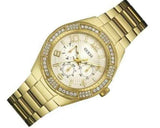 Guess Luna Diamonds White Dial Gold Steel Strap Watch for Women - W0729L2