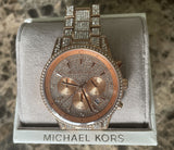 Michael Kors Ritz Three-Hand Glitz Rose Gold Dial Rose Gold Steel Strap Watch for Women - MK6748