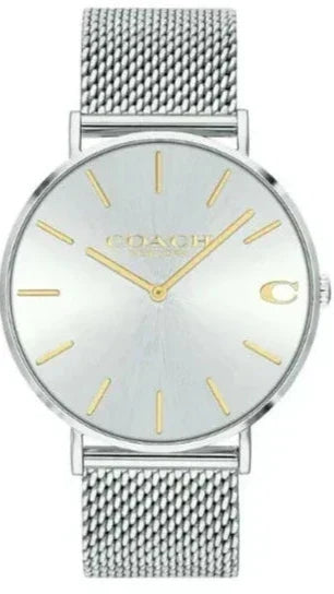 Coach Charles Silver Dial Silver Mesh Bracelet Watch for Men display picture 3