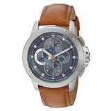 Michael Kors Ryker Chronograph Analog Blue Dial Brown Leather Strap Watch For Men - MK8518