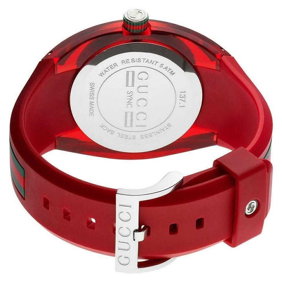 Gucci Sync XXL Quartz Red Dial Red Rubber Strap Unisex Watch - YA13710