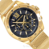 Michael Kors Brecken Chronograph Black Dial Gold Mesh Strap Watch For Men - MK8867