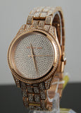 Michael Kors Lauryn Crystals Rose Gold Dial Rose Gold Steel Strap Watch For Women - MK3931