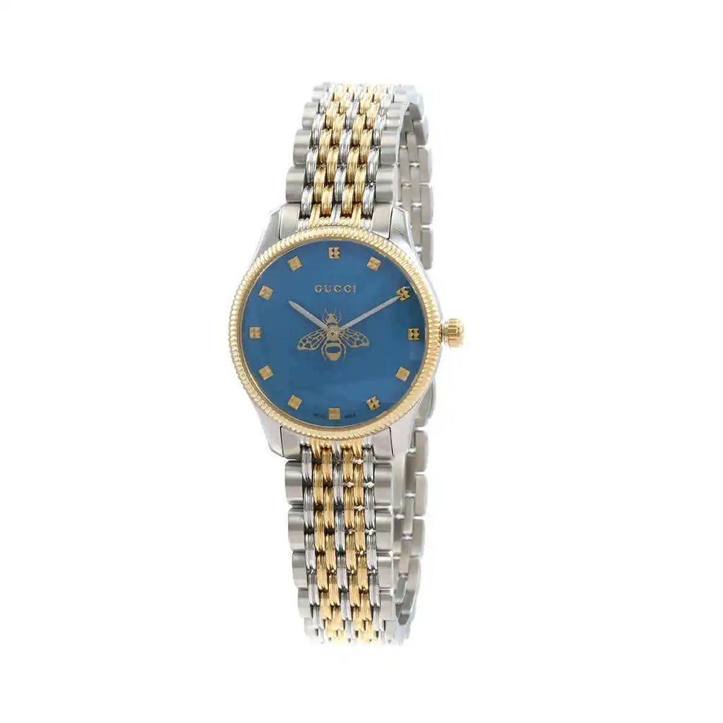 Gucci G Timeless Quartz Blue Dial Two Tone Steel Strap Watch For Women