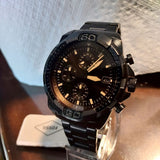 Fossil Bronson Chronograph Black Dial Black Steel Strap Watch for Men - FS5851