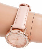 Michael Kors Corey Analog Rose Gold Dial Pink Leather Strap Watch For Women - MK2987