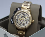 Fossil Rye Automatic Skeleton Gold Dial Gold Steel Strap Watch for Women - BQ3755