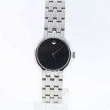 Movado Veturi Quartz Black Dial Silver Steel Strap Watch for Women - 0606338