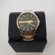 Armani Exchange Hampton Chronograph Black Dial Gold Steel Strap Watch For Men - AX2122