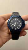 Guess Rigor Multifunction Black Dial Blue Steel Strap Watch for Men - W0218G4