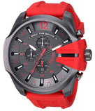 Diesel Mega Chief Chronograph Black Dial Red Silicone Strap Watch For Men - DZ4427