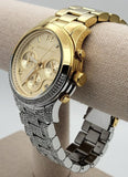 Michael Kors Runway Chronograph Gold Dial Two Tone Steel Strap Watch For Women - MK7329