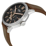 Fossil Townsman Automatic Black Dial Brown Leather Strap Watch for Men - ME3061