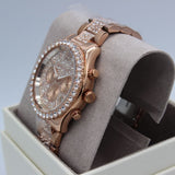 Michael Kors Layton Chronograph Rose Gold Dial Rose Gold Steel Strap Watch For Women - MK7285