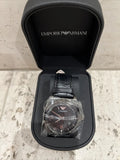 Emporio Armani Franco Black Dial Black Leather Strap Watch For Men - AR0368