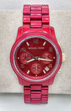 Michael Kors Runway Analog Chronograph Red Dial Red Steel Strap Watch for Women - MK7436