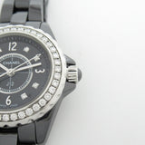 Chanel J12 Diamonds Ceramic Black Dial Black Steel Strap Watch for Women - J12 H2571