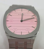 Gucci 25H Quartz Pink Dial Silver Steel Strap Watch for Women - YA163410