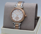 Michael Kors Abbey Three-Hand White Dial Two Tone Steel Strap Watch for Women - MK4616