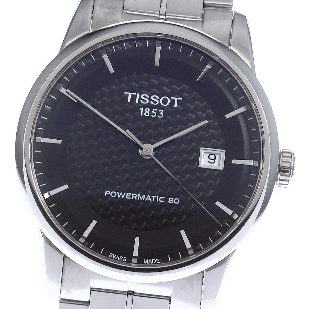 Tissot Luxury Powermatic 80 Black Dial Silver Steel Strap Watch 
