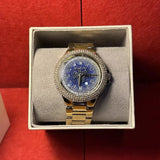 Michael Kors Camille Analog Blue Dial Gold Steel Strap Watch For Women - MK7341