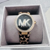 Michael Kors Parker Black Dial Cheetah Print Leather Strap Watch For Women - MK4723