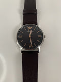 Emporio Armani Kappa Quartz Black Dial Brown Leather Strap Watch For Men - AR11153