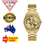 Guess G Twist Diamonds Gold Dial Gold Steel Strap Watch For Women - W1201L2