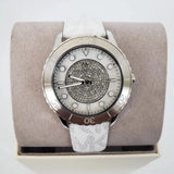 Michael Kors Runway Three Hand White Dial White Leather Strap Watch For Women - MK6998