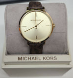 Michael Kors Jayne Three Hand Gold Dial Brown Leather Strap Watch For Women - MK7129