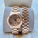 Michael Kors Runway Chronograph Analog Rose Gold Dial Rose Gold Steel Strap Watch for Women - MK7453