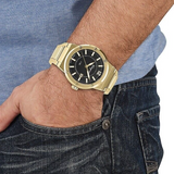 Salvatore Ferragamo F-80 Classic Black Dial Gold Steel Strap Watch for Men - SFHY00821