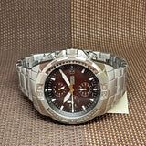 Fossil Bronson Chronograph Red Dial Silver Steel Strap Watch for Men - FS5878