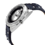 Versace Shadov Quartz Silver Dial Black Snake Leather Strap Watch for Women - VEBM00118