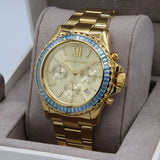 Michael Kors Everest Chronograph Gold Dial Gold Steel Strap Watch For Women - MK7210