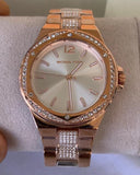 Michael Kors Lennox Three-Hand Silver Dial Rose Gold Steel Strap Watch For Women - MK7362